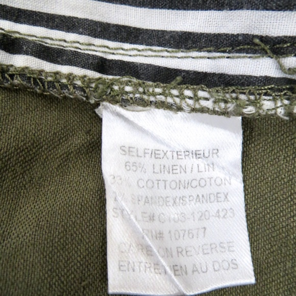 Alice + Olivia Linen Blend Cropped Cargo Pants Green Size 2 - Picture 6 of 6